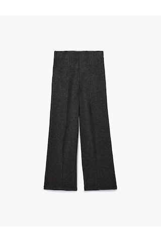 Koton Yırtmaç Detaylı Pileli Yüksek Bel Slim Fit Bol Paça Pantolon Antrasit 7wal40026ık