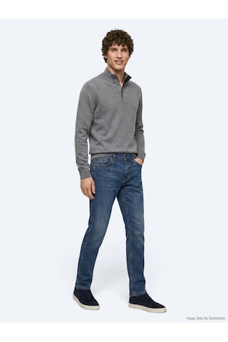 Kip İndigo Düz Slim Fit Denim Pamuk Karışımlı Pantolon