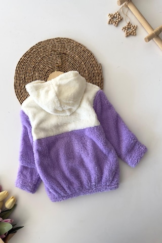 Miniğimin Cicileri Krm İşleme Çift Renk Kapüşonlu Peluş Kız Ç... Lila