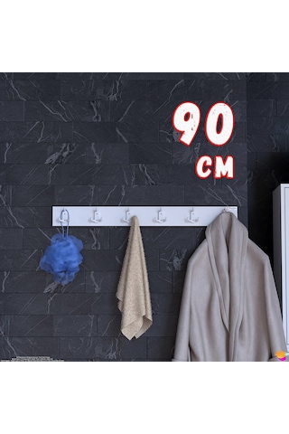 Modilayn Arı Serisi 86,4x9,6 Cm 18 Kancalı Banyo Askısı - 6'lı Set Ekstra Düzen Ve Yer Tasarrufu Beyaz