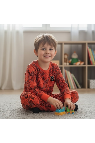 Bonbon Çocuk Desenli 2'li Pijama Takımı Cb1000 Gri