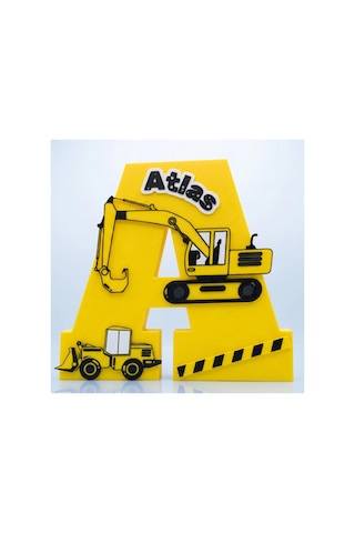 Kişiye Özel 3d Baskı Bebek İsim Harfi İnşaat Temalı Erkek Bebek Odası Panosu Sarı Kişiye Özel 3d Baskı Bebek İsim Harfi İnşaat Temalı Erkek Bebek Odası Panosu Sarı