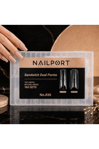 Medium Square Protez Tırnak Sandwich Dual Üst Form Jel Polygel Acrygel - Akrijel Ve Polijel İçin Dual Form Şablon 280li Wn-df026