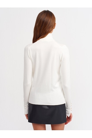 Dilvin Balıkçı Yaka Kolu Droplu Kazak-Ekru - 555888968 Ekru