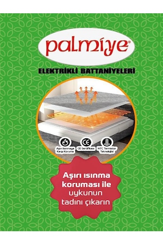 Elektirikli Battaniye Palmiye Çift Kişilik 2 Yıl Garantili Tseli