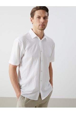 Lcw Vision Beyaz Regular Fit Kısa Kollu Erkek Basic Gömlek