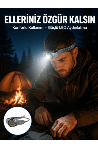 Lexroo Led Kafa Feneri Ayarlanabilir Baş Bantlı Güçlü Aydınlatma