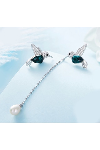 Monemel Kristal Taşlı Gümüş Küpe Altın Kaplama E0705 Gümüş