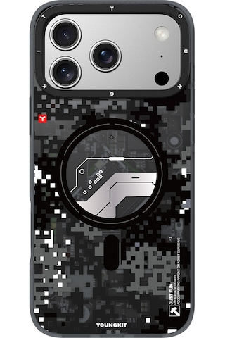 Apple Uyumlu iPhone 17 Pro Max Kılıf M-safe Şarj Özellikli Youngkit Camouflage Sykell Serisi Kapak Siyah Siyah