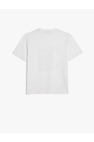 Koton Kısa Kollu Bisiklet Yaka Regular Fit Pamuklu Baskılı Tişört Beyaz 5sam10250hk Beyaz