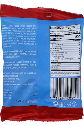 Tommy S Gone Fishing Bitki Bazlı Çilekli Gummy Fish Ve Lezzetli Vegan Atıştırmalık 128 G 3 Adet