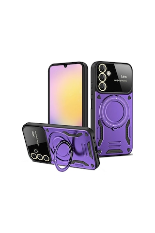 Mey İthalat Samsung Galaxy Uyumlu A25 5g Kılıf Joy Lens Standlı Kapak - Mor