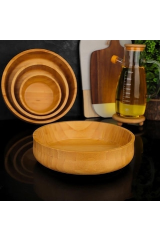 Mien Dayanıklı Bambu Bohem Kase 24 Cm Büyük Boy L 1 Adet 7b123 Kahverengi