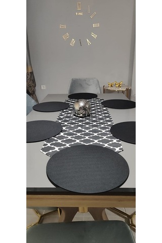 Y&S Home Tekstil Klasik Desenli Runner ve Supla Takımı 6'lı Siyah