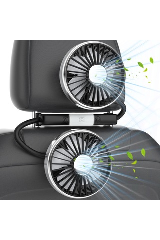 Yifomall Araba Arka Koltuk 360 Döner Usb Fan - 3 Hızlı Çift Başlı Led Işıklı Soğutucu, 12v/24v Uyumlu, Kolay Kurulum