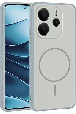 Uzaklarda Arama Redmi Note 14 4g Kılıf M-safe Şarj Özellikli Zore Tea Kapak - Gümüş