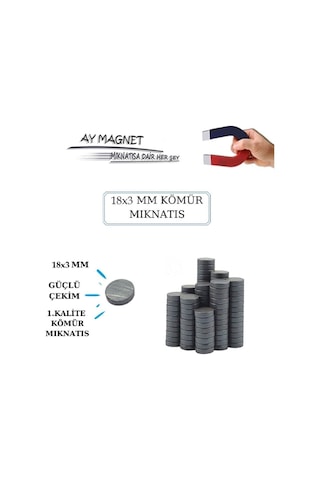 500 Adet 18mm X 3mm Yuvarlak Duvar Süsü , Kömür Mıknatıs Süsleme