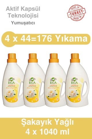 Ega Kimya Aktif Kapsül Teknolojili Şakayık Çamaşır Yumuşatıcısı 4 x 1040 ML