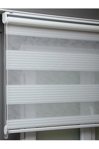 Narinlife Kırık Beyaz Geniş Plise Zebra Stor Güneşlik Perde