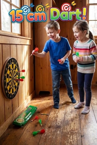 15 Cm Mini Dart Tahtası Seti - 2 Adet Metal Uçlu Ok Dahil - Duvar Ve Ofis Tipi Hedef Oyunu