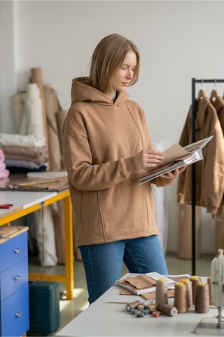 Flovmix Üç İplik Sweat Kapüşonlu Beige