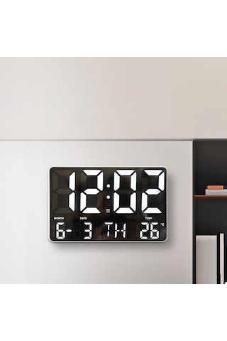 Didadodo Suntek Led Duvar Saati Beyaz 10 Sıcaklık Göstergeli Uzaktan Kumandalı Beyaz