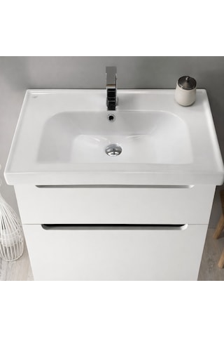 Turkuaz Cerastyle Frame Etajer Uyumlu Beyaz Lavabo 90x45 Cm 031300-u Beyaz