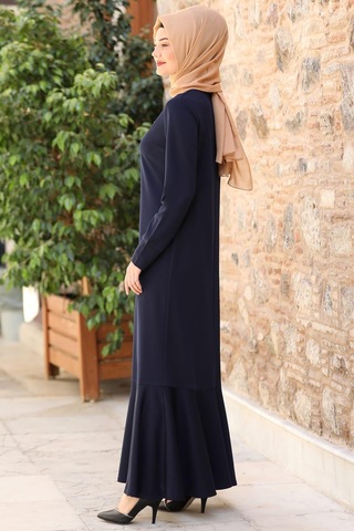 Azra Tesettür Elbise Lacivert Lacivert