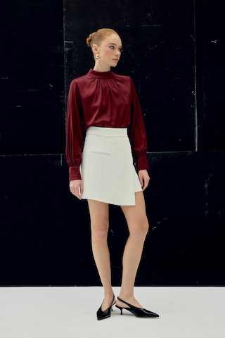 Sateen Talia Şort Etek - Ekru-137065 Ekru