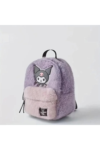Kuromi Peluş Sırt Çantası Pembe - Mor Kaliteli Sevimli Karikatür Tasarım, Ayarlanabilir Askı Hafif G Çok Renkli