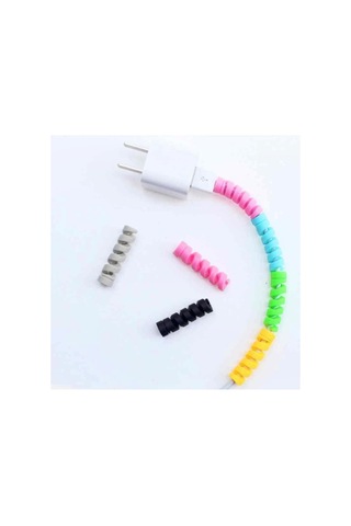 Micro Usb - Type C - Iphone Lightning Kablo Spiral Kablo Koruyucu Siyah 2 Adet