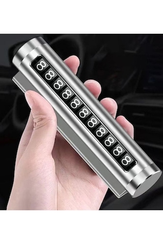 Gri Metal Kasa Numara Çevirmeli Araç İçi Telefon Numaratör Park Numarası Parkmatik Araba Numaratör