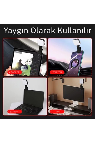 Şarjlı Led Selfie Işığı - 6000k Doğal Işık, Telefon/tablet/kamera Uyumlu 5.5w