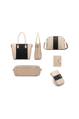 Wondernest Moda Çapraz Çanta 20822 Pu, 4'ü 1 Arada, Büyük Kapasite, Pembe Beyaz Pembe