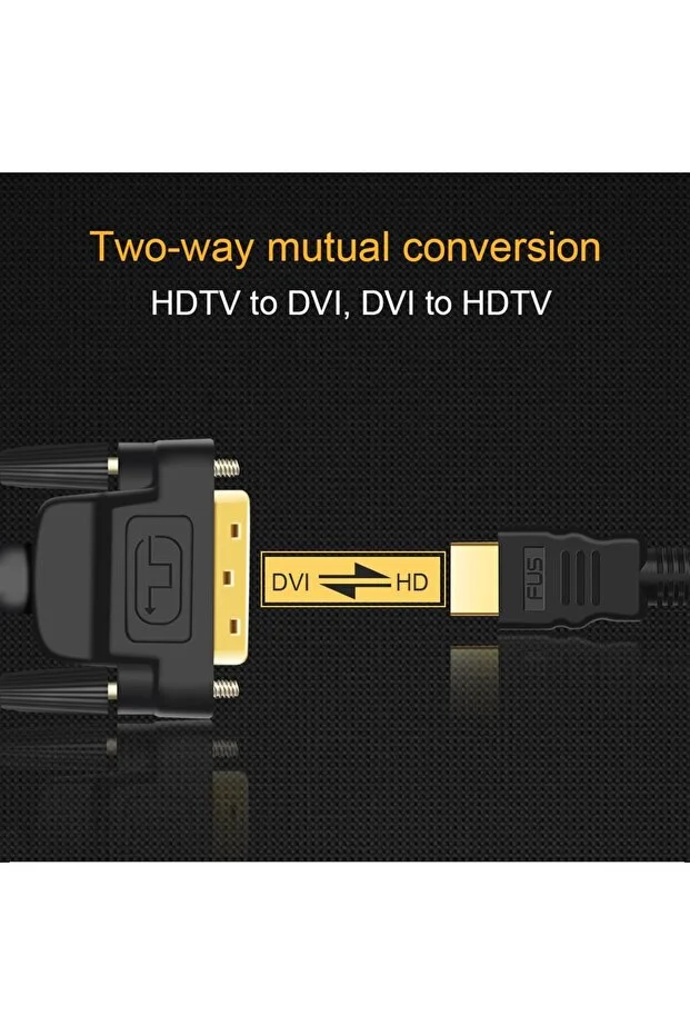 3 Metre 3m Hdmi Dvi 24 1 Dvi To Hdmi Kablo Altın Uçlu Hdmı-dvı Kablosu Tv Pc Projektör Ps4/3 Kablo