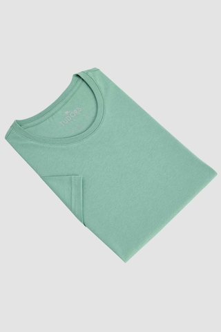 Tudors Erkek Slim Fit Dar Kesim %100 Organik Pamuk Yumuşak Dokulu Basic Açık Yeşil Bisiklet Yaka Tişört-31795-yeşil Yeşil