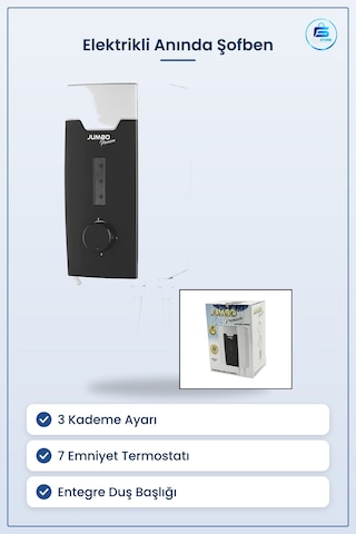 Şofben Elektrikli Anında Sıcak Su 3 Kademe 7 Emniyet Termostatlı