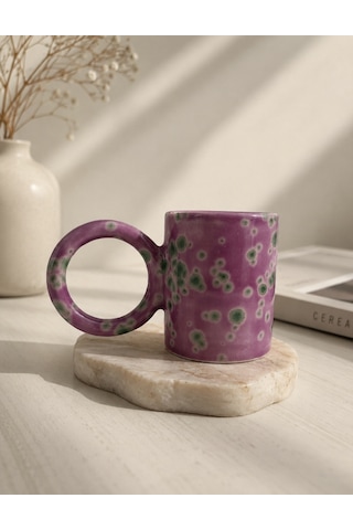Artistik Sır Efektli Espresso Fincanı Lila