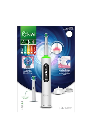 Kiwi Ktb-6540 Şarjlı Diş Fırçası 5 Farklı Mod & Lcd Ekran Beyaz Şarjlı
