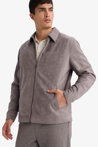Defacto Regular Fıt Polo Yaka Astarlı Fermuarlı Süet Mont F7871ax26spgr305 Gri-gr305
