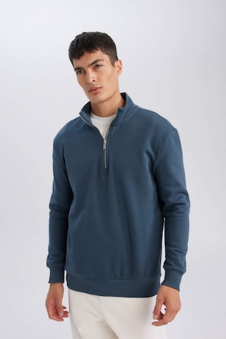 DeFacto Comfort Regular Fit Rahat Kalıp Fermuarlı Dik Yaka Basic Düz Sweatshirt X7405AZ24AUBE700