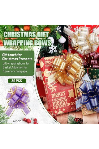 Springsun 30 Adet Büyük Boy Hediye Paketi Bowları - 10 Renkli Organza Çiftleri, Hediyeler Ve Kutular İçin Zengin Dekorasyon, Kolay Kullanıma Uygun Ve Dayanıklı