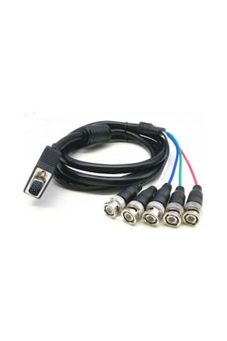 Keepro 5 Bnc Vga Kablo Bnc Monitör Kablosu Vga Bnc Kablo 1.5 Metre Siyah
