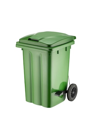 Omnipazar Sy-6504 Pedallı Tekerlekli Kapaklı Çöp Konteyneri 80 Lt Yeşil Yeşil