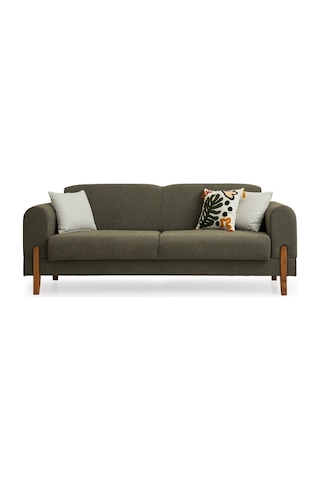 Zara Ahşap Ayaklı Yeşil 3 Lü Kanepe Yeşil