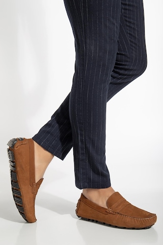 Dilimler Ayakkabı Hakiki Deri Nubuk Rok Kolej Model Taba Erkek Günlük Loafer Ayakkabı-3038-Taba