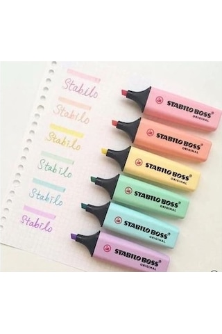 Stabilo Boss Pastel Renkler 6'lı Set Çok Renkli