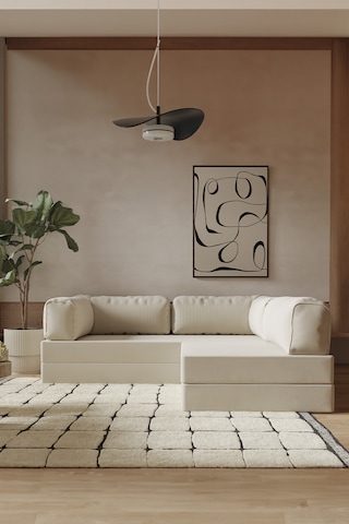 Modalife Legoom Köşe Açılır Kanepe Yatak Olabilen, Aktivite Koltuğu - Krem