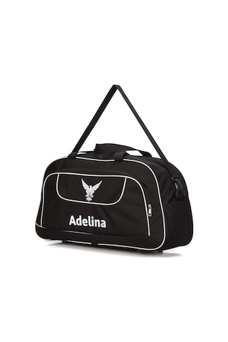 Unisex Siyah Seyahat Tatil Spor Kabin Boy Kumaş Valiz El Ve Omuz Çantası Siyah
