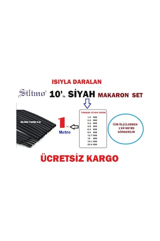 Isı Ile Daralan Makaron 10 Lu Set (Hepsinden 1'Er Metre) Tamir Ka